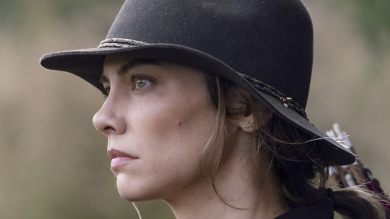 Maggie Rhee wearing hat