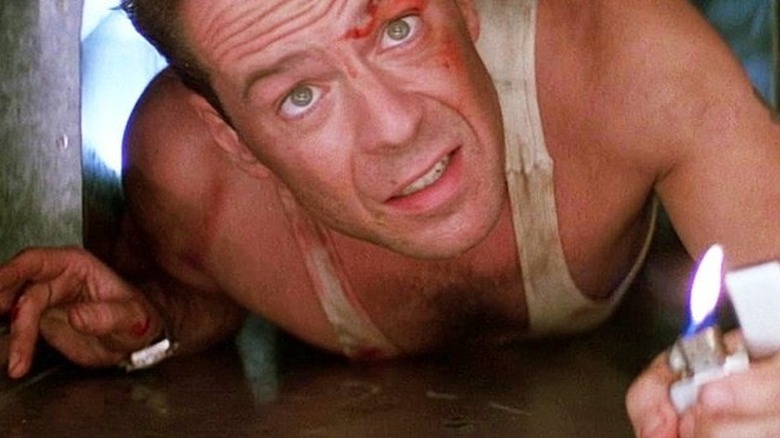 John McClane in a ventilation shaft