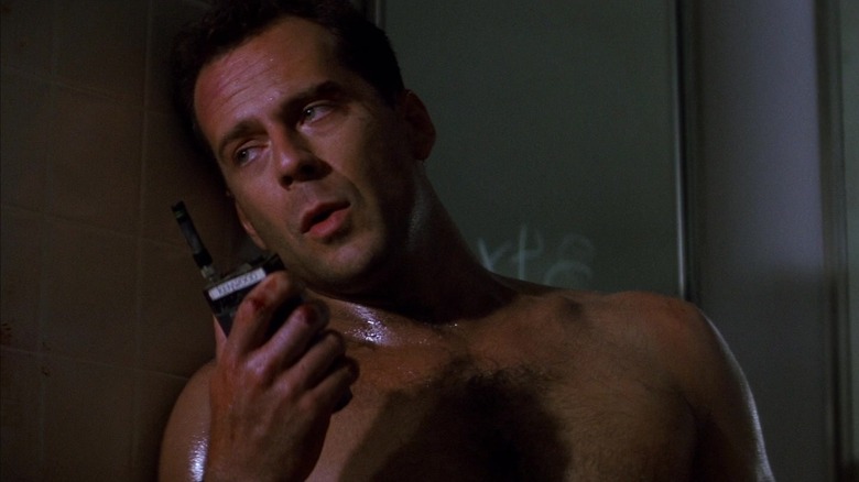 John McClane on walkie talkie