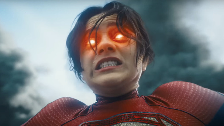 Supergirl using laser vision