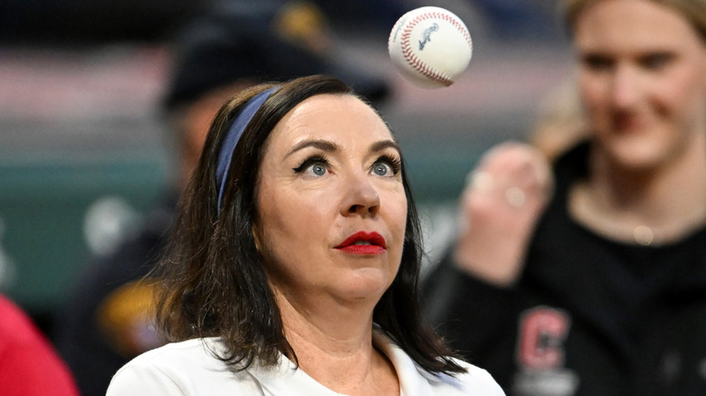 Flo prepares to catch a ball