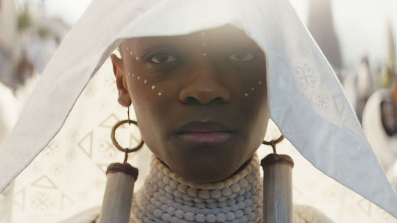 Shuri in white headdress