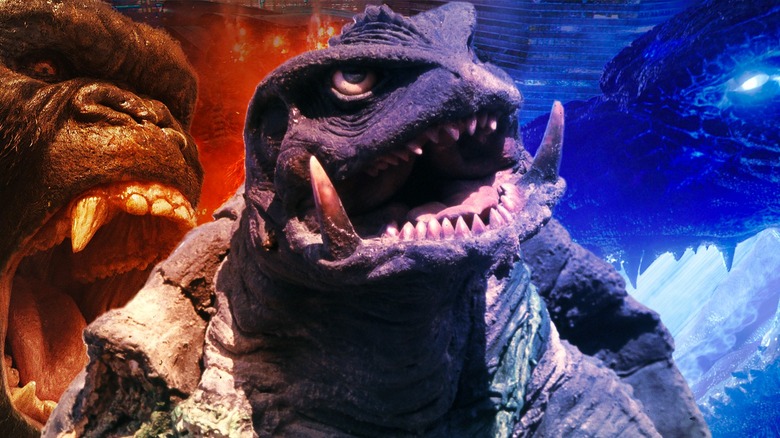 Gamera roars at Godzilla and Kong
