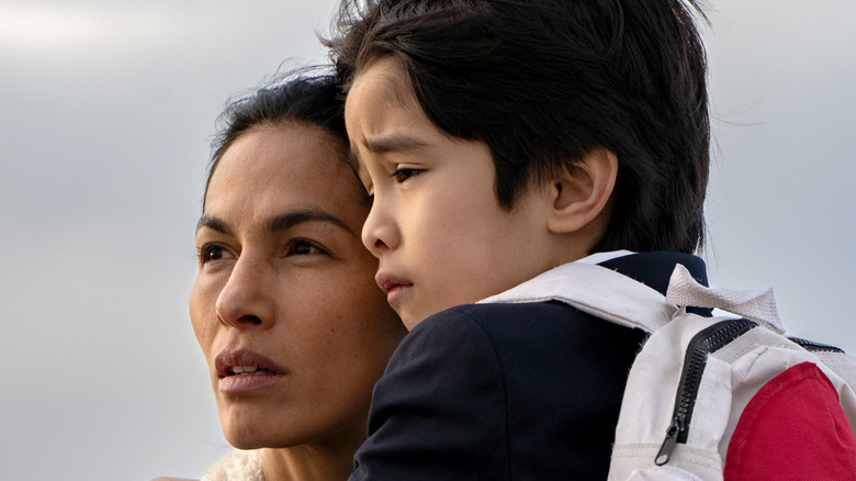 Thony and her son face the wind in "The Cleaning Lady"
