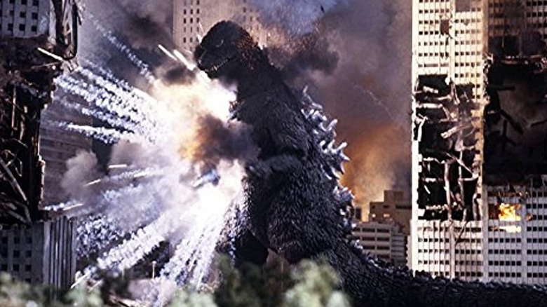 Godzilla being attacked