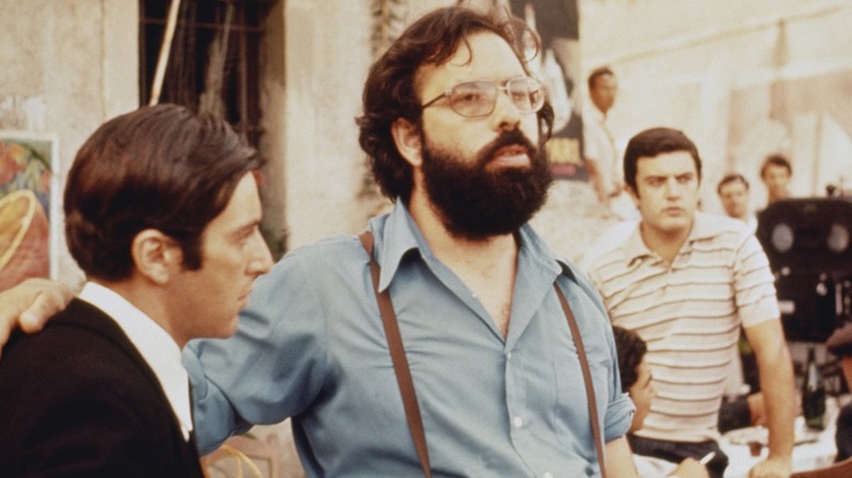 Al Pacino and Francis Ford Coppola on the set of "The Godfather, Part II"