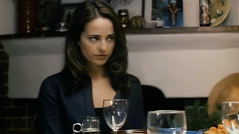 Carmen sitting at dinner table