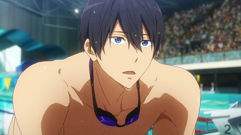 Haruka emerges from pool