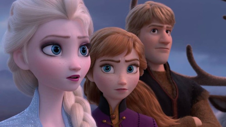 Elsa, Anna, and Kristoff staring