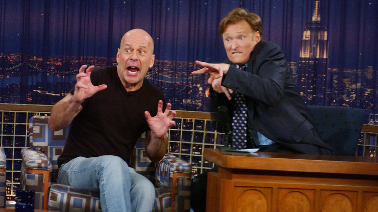 Bruce Willis and Conan O'Brien being silly on "Late Night with Conan O'Brien" (2005)