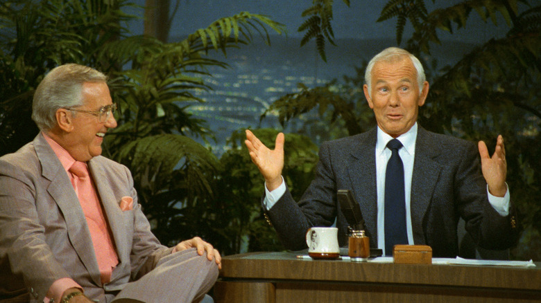 Johnny Carson cracking wise with co-host Ed MacMahon (1977)