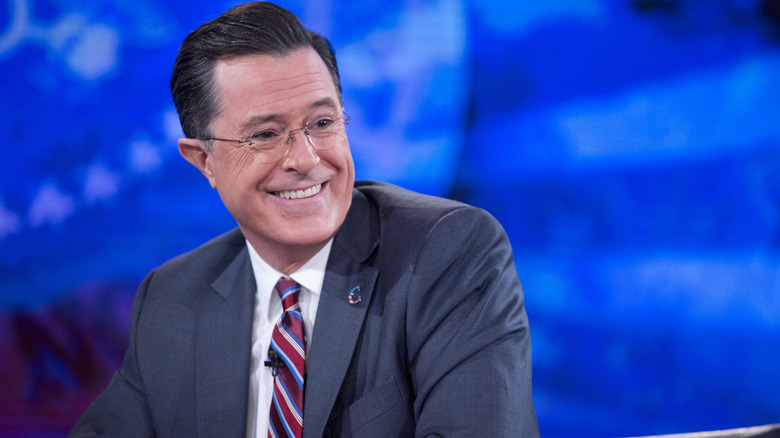 Stephen Colbert during a taping of The Colbert Report (2014)