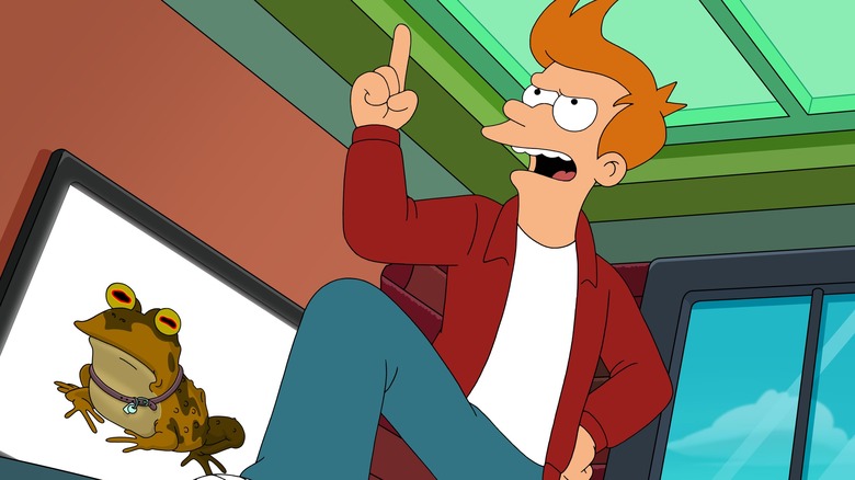 Fry exclaiming and pointing