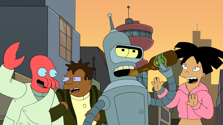 Zoidberg, Hermes, Bender, and Amy on Futurama