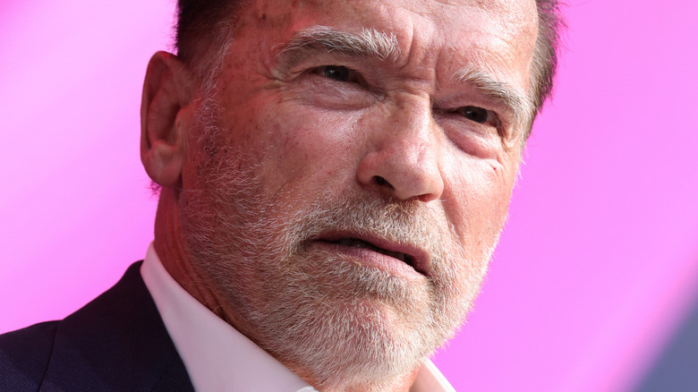 Arnold Schwarzenegger staring intently