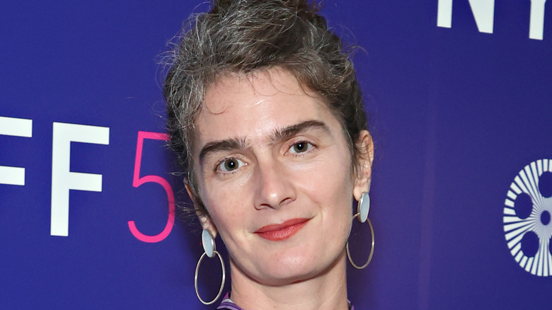 Gaby Hoffmann wearing earrings on red carpet