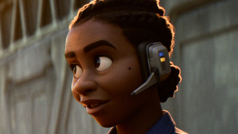 Alisha wearing a headset in Lightyear