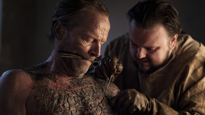 Sam removing Jorah's greyscale on Game of Thrones