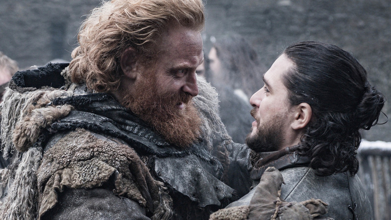 Tormund and Jon embracing