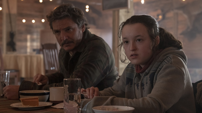 Joel and Ellie eating in Jackson in Episode 6