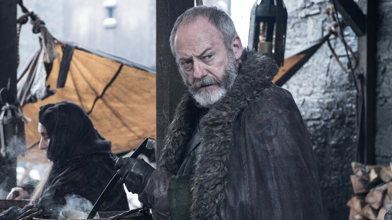 Davos in Winterfell exterior in Season 8 Episode 2