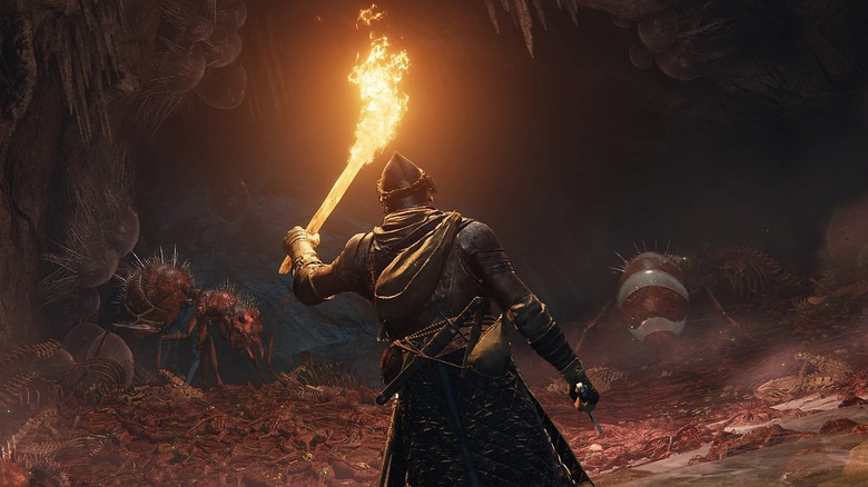 Elden Ring player in dark cave