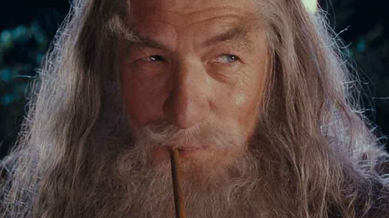 Gandalf smokes a pipe