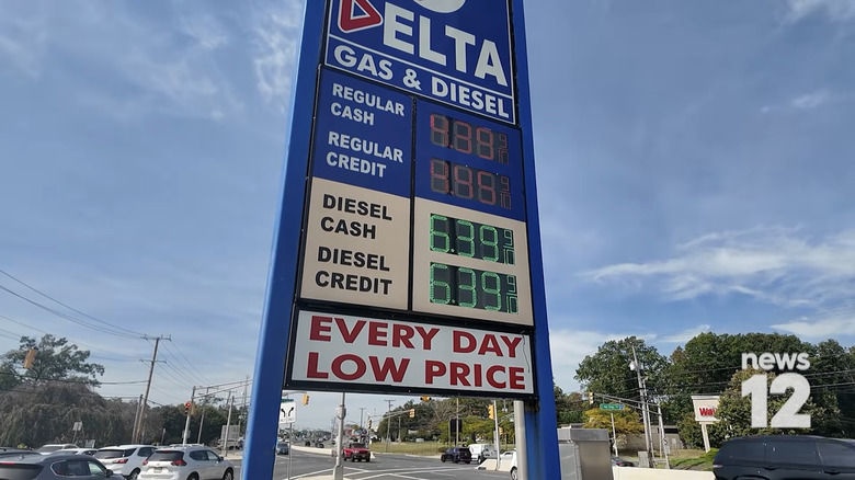 A screenshot of the Delta gas station sign with prices.