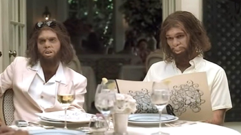 Geico cavemen at fancy restaurant