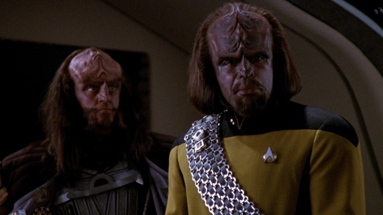 Worf and Gowron glare  in 