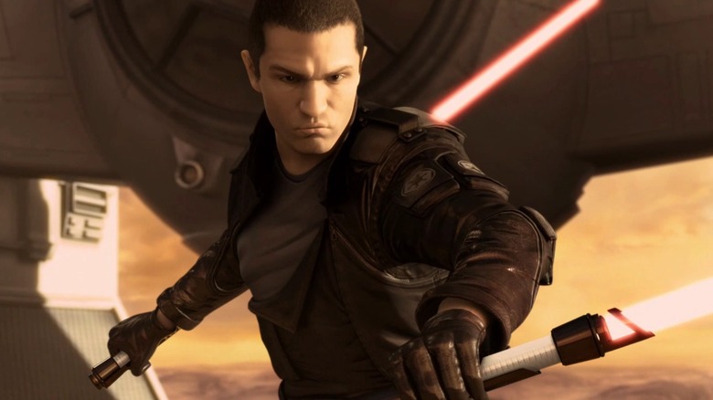 Starkiller holding lightsabers