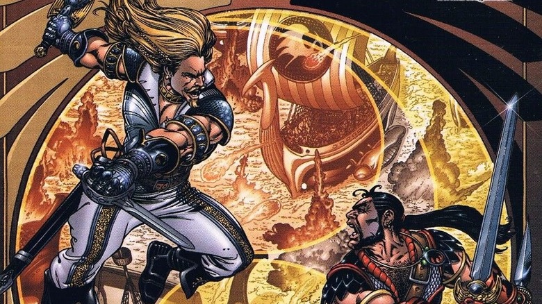 Two swordsman clash