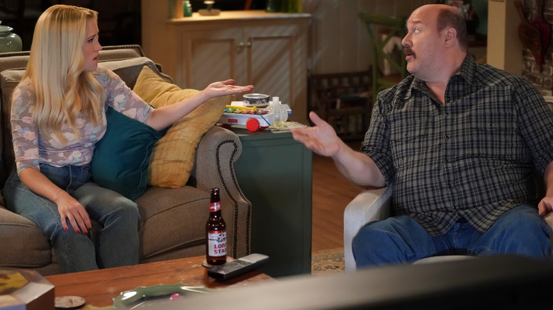 Mandy and Jim are shocked in "Georgie and Mandy's First Marriage"