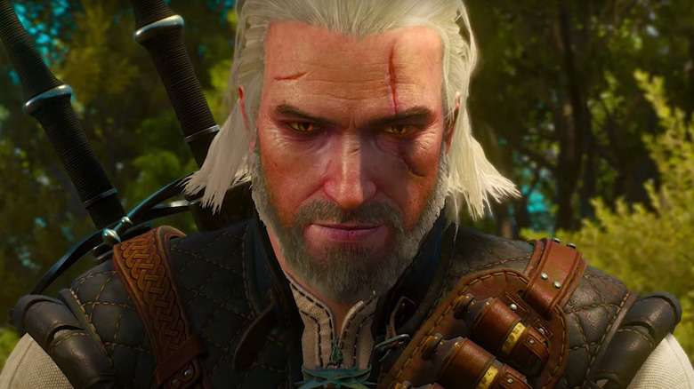 Animated Geralt smiling slightly
