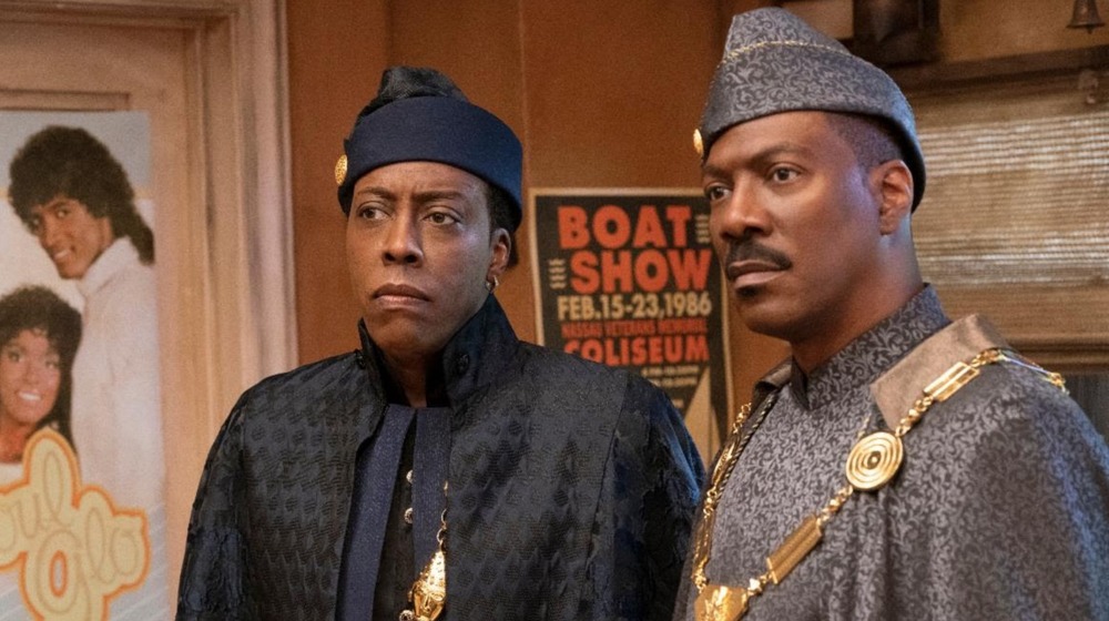 Arsenio Hall and Eddie Murphy wearing African finery