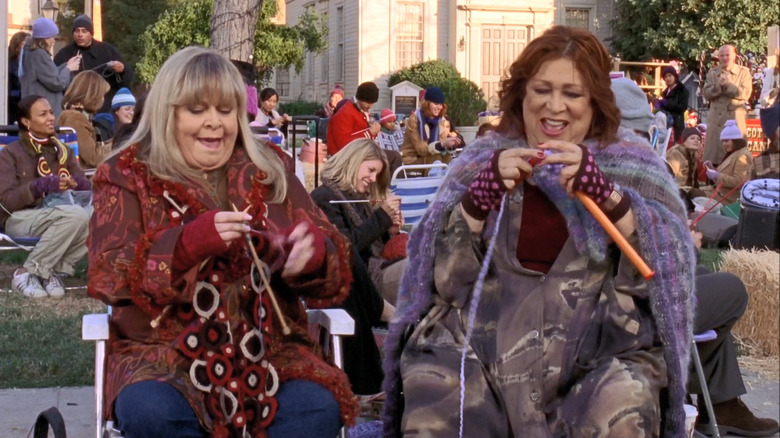Miss Patty and Babette Dell knitting