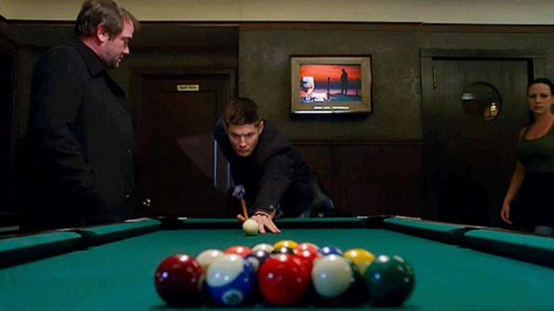 Dean plays pool