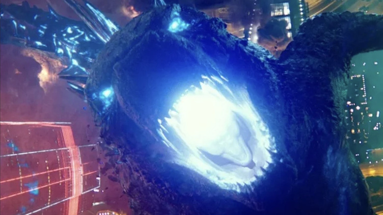 Godzilla using his nuclear blast