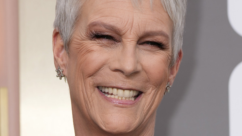 Jamie Lee Curtis smiling at Golden Globes