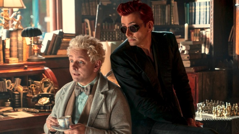 Aziraphale and Crowley looking to the left