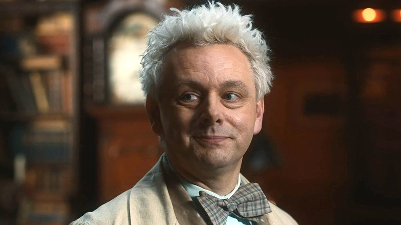 Aziraphale with a melancholy smile