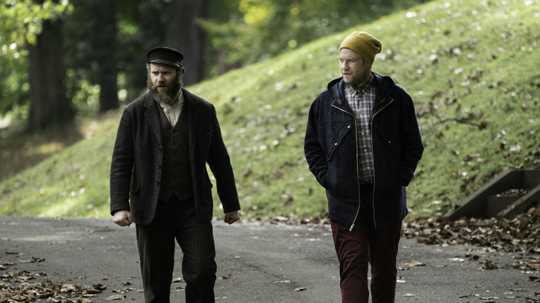 Hershel and Ben walking on a trail in An American Pickle (2020)