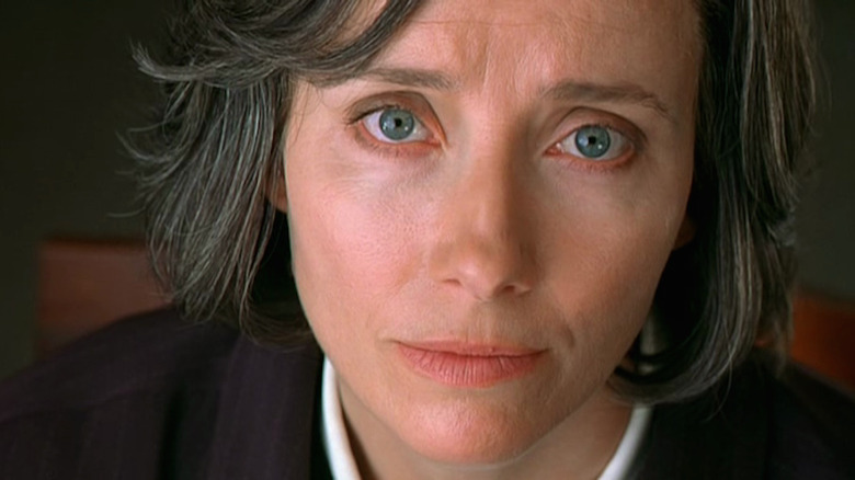 Emma Thompson looks into the camera