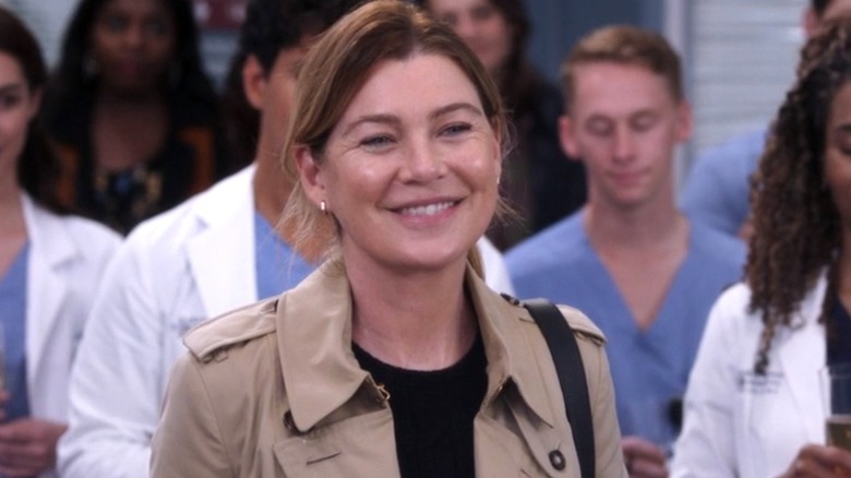 Meredith Grey smiling at going away party