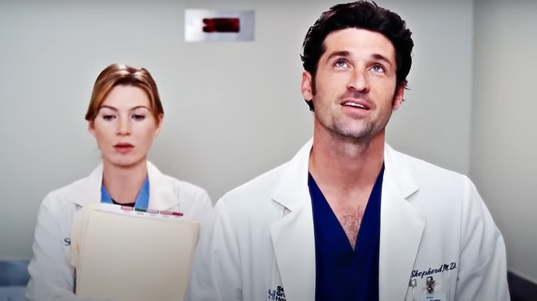 Meredith Grey and McDreamy on elevator