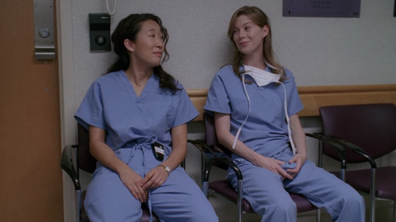 Cristina and Meredith looking at each other