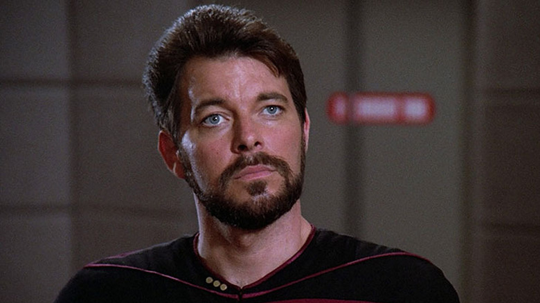 Will Riker looks concerned in "Star Trek: The Next Generation" (1987-1994)