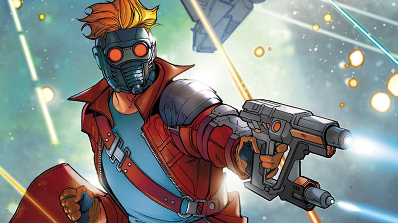 Peter Quill pointing his element gun