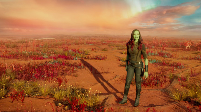 Gamora looking off in the distance in Guardians of the Galaxy Vol. 2 (2017)