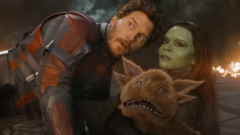 Chris Pratt, Zoe Saldana and friend in "Guardians of the Galaxy Vol. 3"